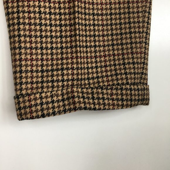 NWT Vintage CALVIN KLEIN Plaid/Herringbone High Waist Cuff Hem 100% Wool Pant - Picture 8 of 12